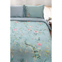 Housse De Couette Vintage Aquarelle Fleurs Bleu Réversible - Microfibre Douce 200x200 Cm Avec 2 Taies - 1